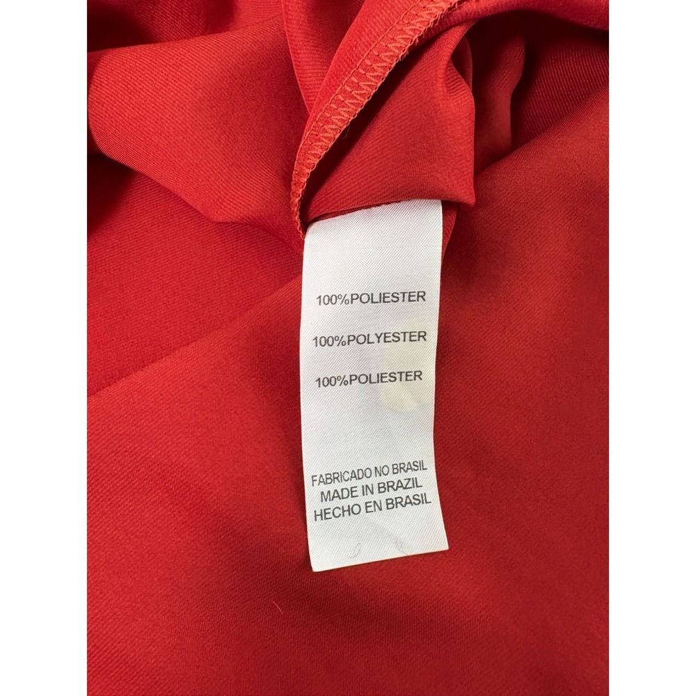 Lebôh Button Front Blouse SIze PP Orange Rust Satin Flounce Long Sleeve Top - Picture 6 of 11